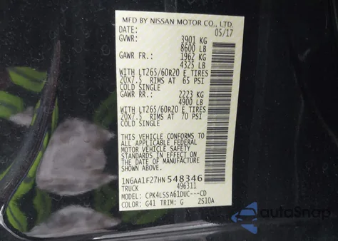 2017 Nissan Titan Xd Sv Gas из США, поврежденный, VIN 1N6AA1F27HN548346